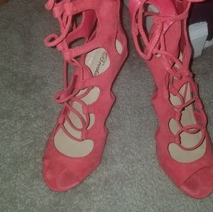 High heel, open toed shoes